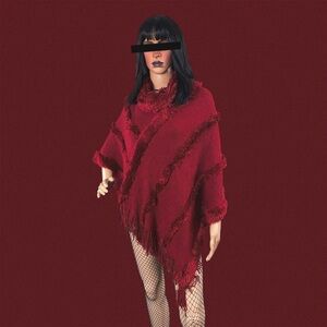 Cozy red winter sweater poncho one size